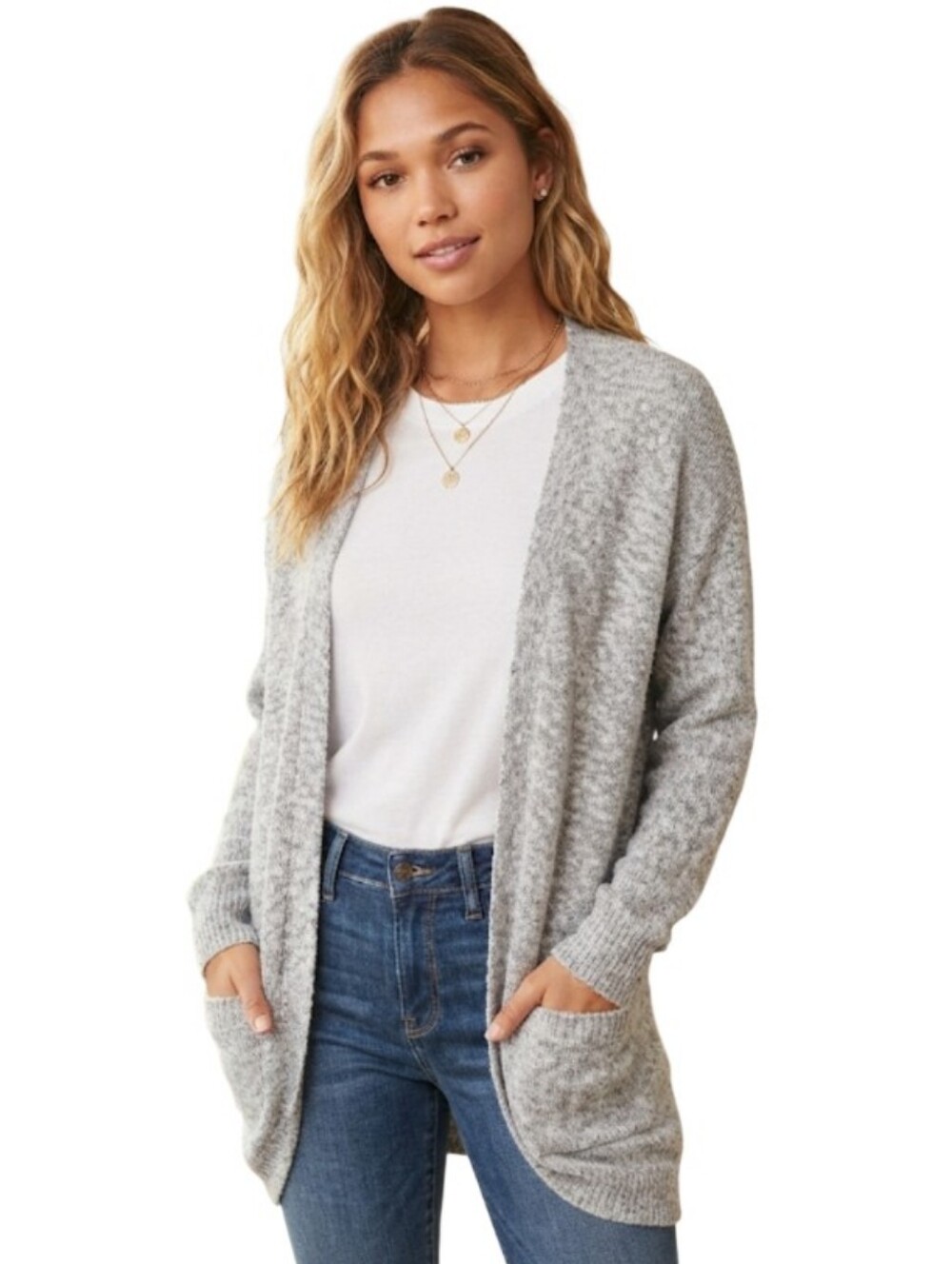 "Hollister Co."  Marled Grey Open-Front Cardigan Size M/L
